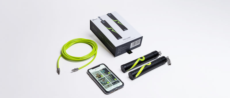 Everjump Set mit Bluetooth-Griffen und gewichteten Seilen im Überblick